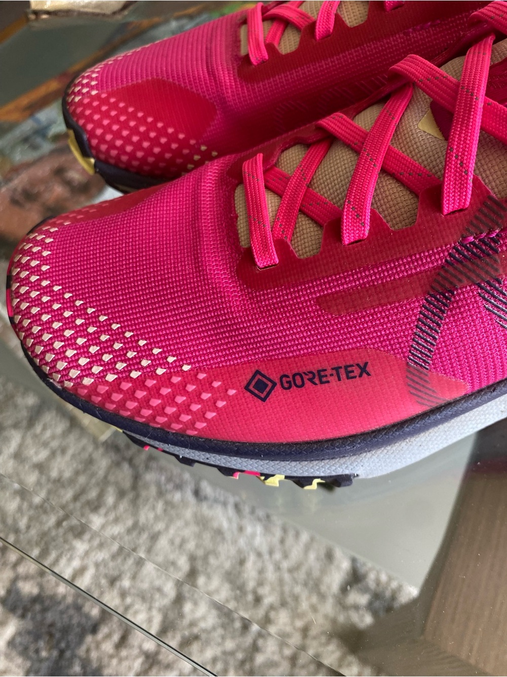Nike Women's Pegasus Trail Gore Tex Hot Pink and Yellow Trail Running Shoes - Picture 8 of 10